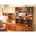 2 Piece Teak Wall Unit Book Case Display Hutch w Occasional Desk